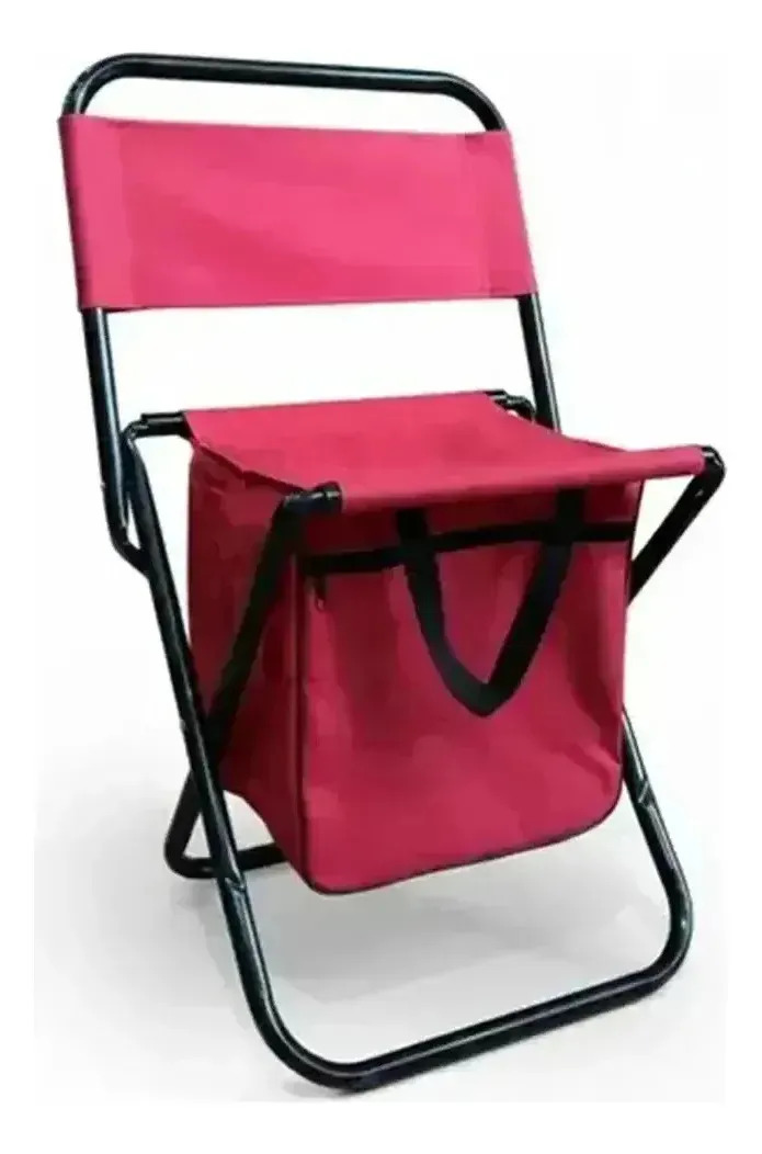 Silla Plegable Para Camping Con Compartimento Para Guardado Rojo
