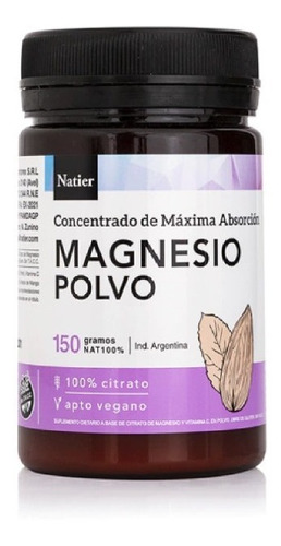 Citrato De Magnesio En Polvo X150 Gr | Apto Veganos | Natier