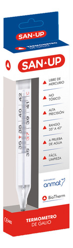 Termómetro De Galio San Up Biotherm Sin Mercurio Alta Precisión Numeración Grande