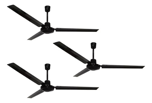 3 X Ventilador Industrial Negro Techo Masterfan Icarus S/luz