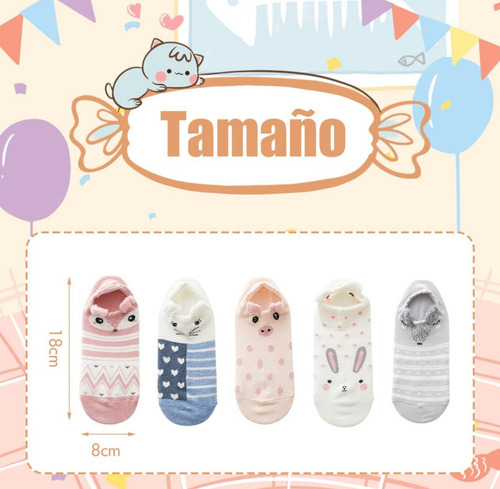 16 Calcetines Algodón Tobitin Tines De Mujer Dama Animalitos Multicolor Animales 18-24 M