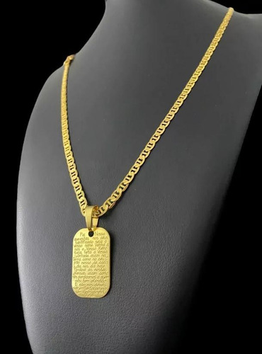 Cordão Piastrine 5mm + Pingente - Banhado Ouro 70cm