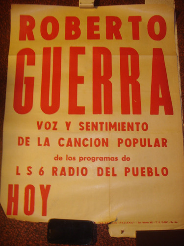 Antiguo Afiche De Calle En Papel  Radio Lr 6