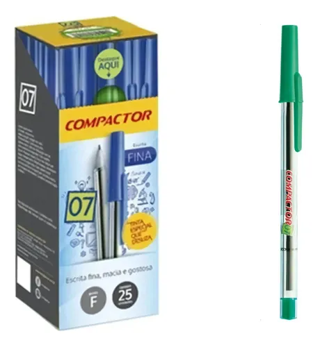 Caixa De Caneta 0.7 Escrita Ponta Fina Compactor 25un Cor da tint...