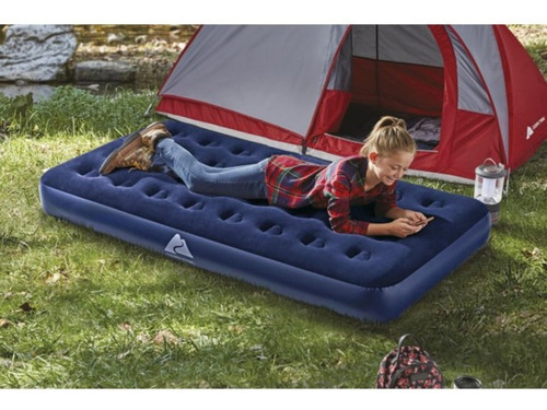 Cama Colchon Inflable Camping Twin Individual Ozark Airbed Color Azul