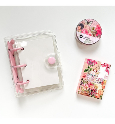 Set Papelería Journaling Carpeta Mini Binder Stickers Washi
