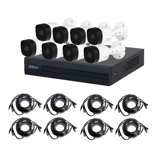 Dahua Kit Dvr Wizsense H.265+ 8 Camaras 1080p Metal Con Accs