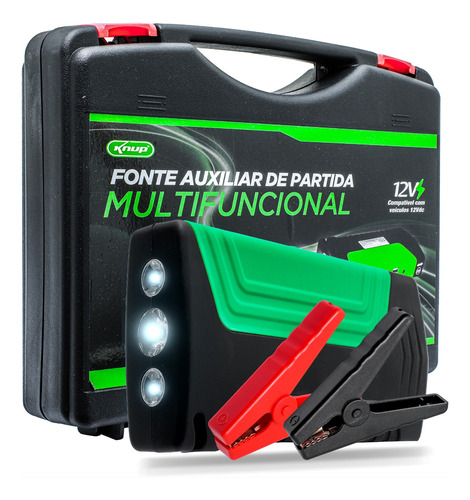 Auxiliar Partida Bateria Veicular Chupeta Usb Maleta Bivolt 