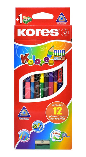 Colores Lapiz De Dibujo Kores Kolores Duo X12=24 Colores