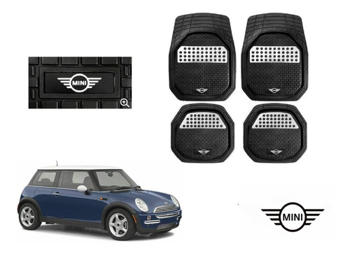 Tapetes 4 Piezas Charola 3d Logo Mini Cooper 2002 A 2007