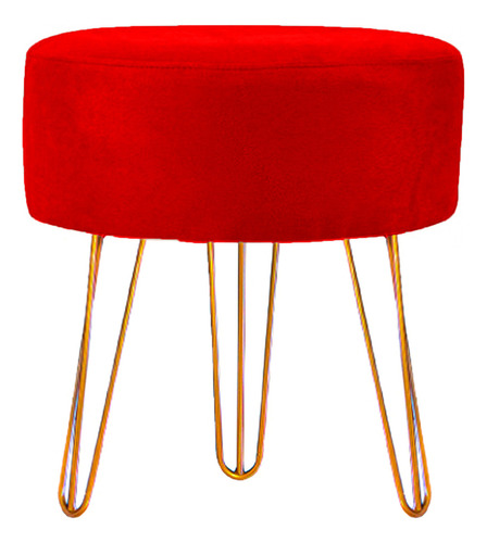 Puff Decorativo Banqueta Pé Aramado Redondo Sala Suede Cores Cor BRONZE / VERMELHO