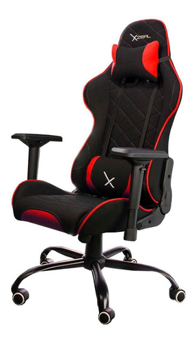 Imagen 2 de 4 de Silla de escritorio Xzeal XZ25 gamer ergonómica negra y roja con tapizado de tela