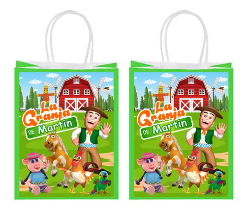 Bolsas Kraft La Granja De Zenón Cotillón Personalizadas X12