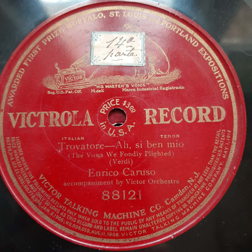 Pasta Enrico Caruso Victor Orch Victrola Record Tc41