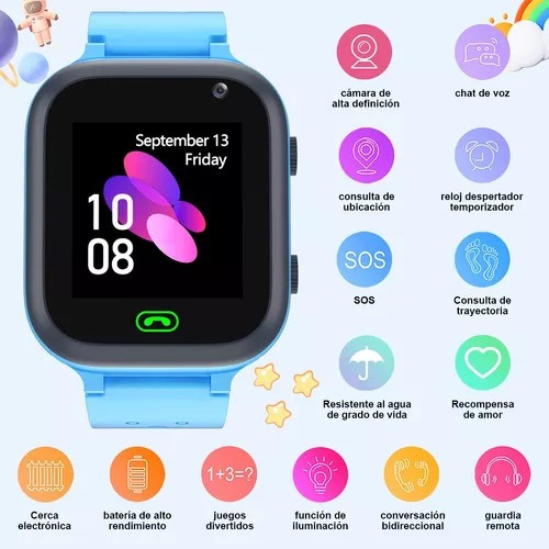 Reloj Inteligente Para Niños. Sim. Cámara. Llamadas Y Gps Multicolor Silicona Rosa Negro