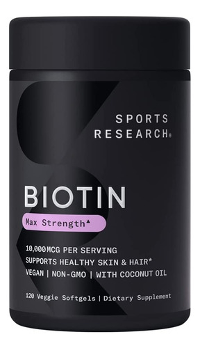 Biotin 10000mcg Con Aceite Coco Gluten Free Tratamiento X120