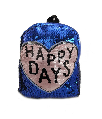 Mochila Con Lentejuelas Azul Y Rosa Happy Days