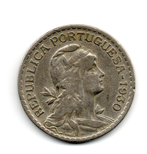 Portugal Moneda 1 Escudo Año 1930 Km#578 Escasa