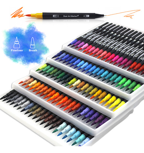 Rotuladores W-100 Colores Para Acuarela, Pincel, Doble Punta