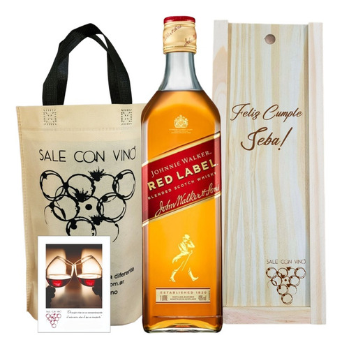 Box Johnnie Walker Red Label Madera Grabado Personalizado