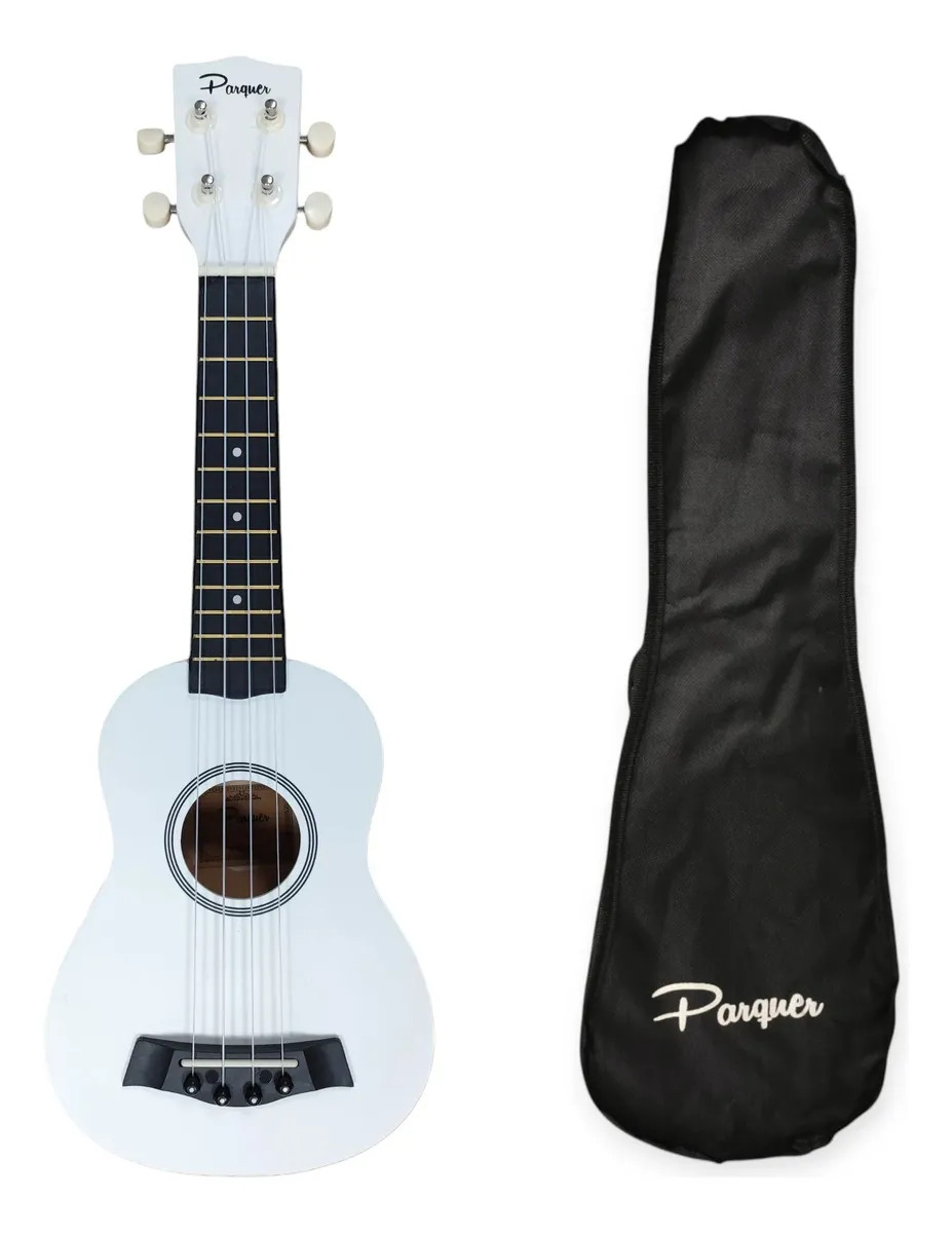 Ukelele Soprano Parquer FZU-002 Para Niños De Madera Funda Pua Color Blanco