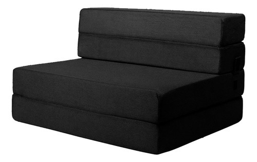 Imagen 4 de 10 de Sofá Cama Matrimonial Plegable, Colchoneta Con Soporte Firmé Color Negro