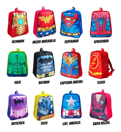 5 Mochilas Bolos Dulcero Super Heroes