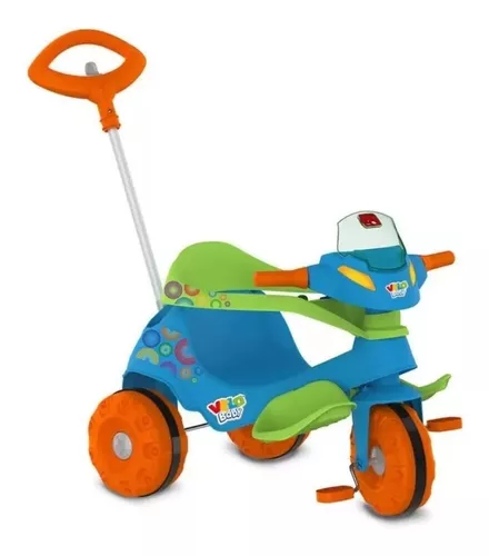 Triciclo Motoca Infantil Passeio Empurrador Pedal Som Verde