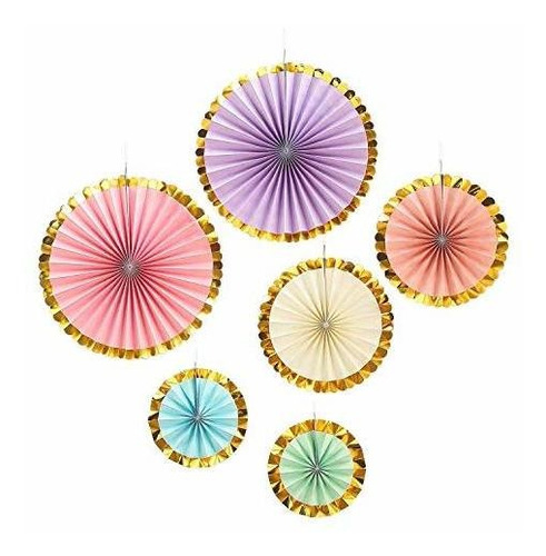 Paquetes De Fiesta - Paper Fan Hanging Decorations With Gold