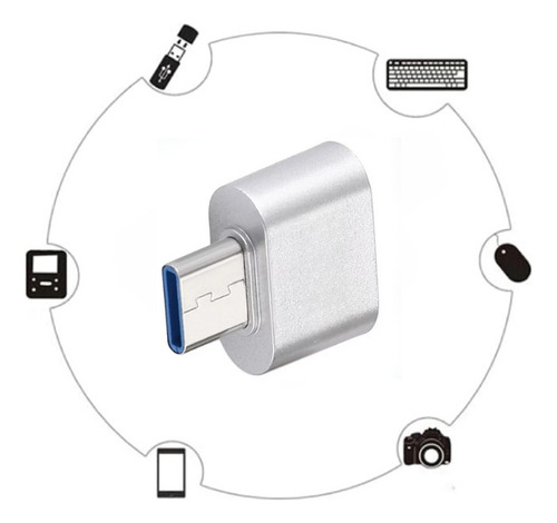 Kit 2 Adaptadores Otg Usb-c A Usb-a Multifuncional Plata