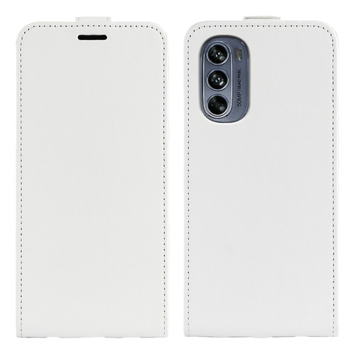 Capa De Couro Branca R64 Vertical Flip Para Motorola Moto G6