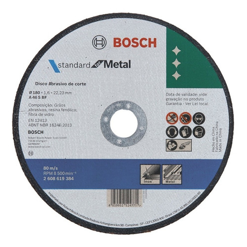 Disco De Corte 7 X 1.6mm X 7/8 T1a X 10 Uni Bosch 2608619384