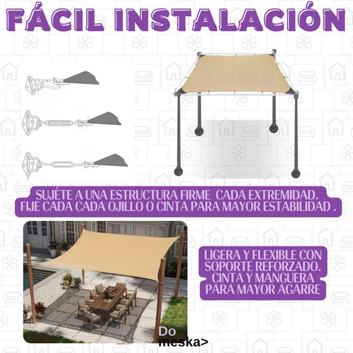 Malla Sombra Reforzada Beige 4x6 M Protección 90% Inmatmex
