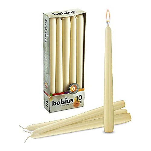 Set De 10 Velas Cónicas 10  Bolsius Premium Color Marfil