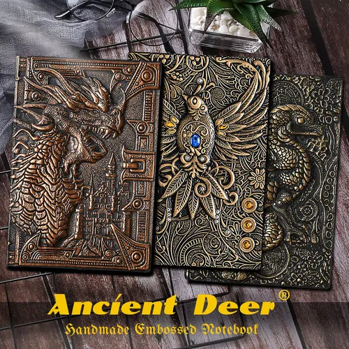 Notebook Ancient Deer Dnd Refillable Binder Leather 3d Vinta