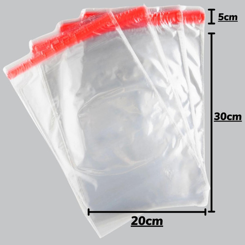 Saco Plástico Adesivado Transparente C/ Aba 20x30 C/ 1000 Un