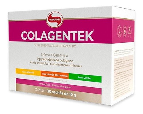 Kit 3 Colágeno Hidrolisado Colagentek Vitafor 30 Sachês
