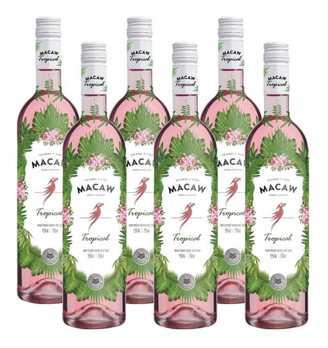 Vinho Frisante Rosé Macaw Tropical Moscato Kit 6 Casa Perini