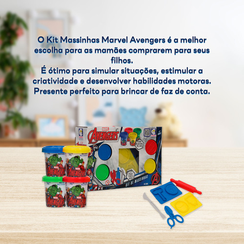 Kit Massa Modelar Marvel Avengers Plaquinhas 2699 Cotiplás