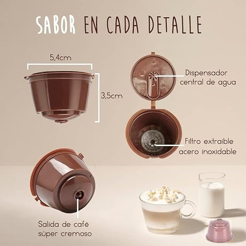 3 Capsulas Reutilizables Para Dolce Gusto + Cuchara+ Cepillo