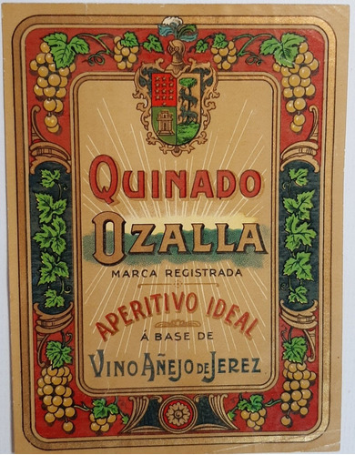 Bebida Antigua Etiqueta Quinado Ozalla Ro 194