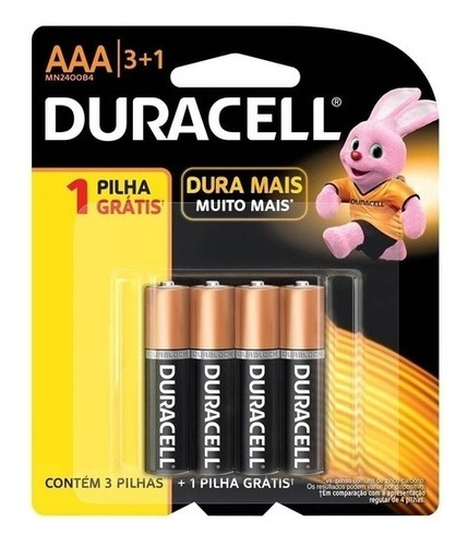 Pilha Duracell Aaa Pack C/ 4 Unidades 1004952