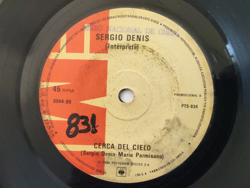 Vinilo Single De Sergio Denis -cerca Del Cielo  ( Q41