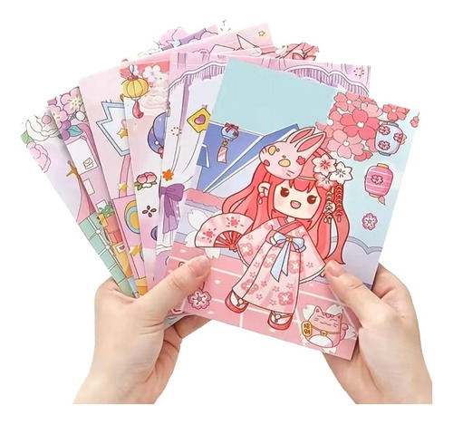 Libro Bloc De Stickers Kawaii Varios Personajes Para Vestir