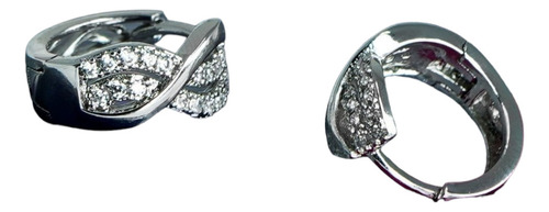 Aretes Tipo Arracadas Oro Blanco 18k Zirconia Cultivadas