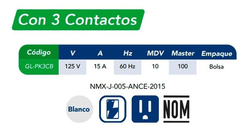 Placa Apagador Con Tres Conectores Blanco Genlit Blanco