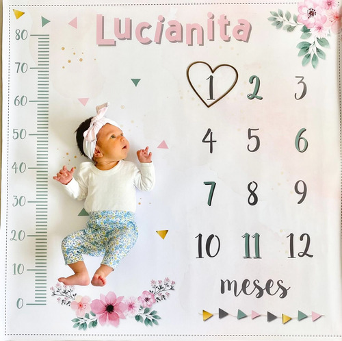 Manta De Crecimiento Personalizada, Lona Cumple Mes Bebé.