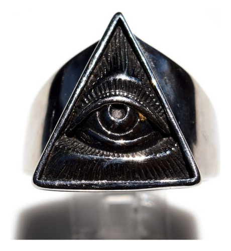 Anillo Acero Inoxidable Ojo Pirámide Iluminati