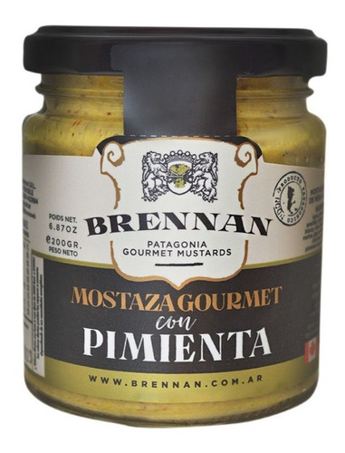 Mostaza Gourmet Con Pimienta 200 Gr. Marca Brennan
