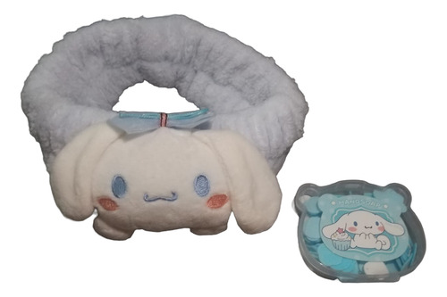 Diadema De Maquillaje Mas Láminas Jabón Kuromi Pompompurin Blanco Con Azul Cinnamoroll